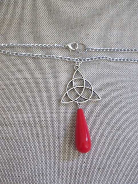 (via Triquetra Charm Necklace with Red Drop Bead Custom Size...