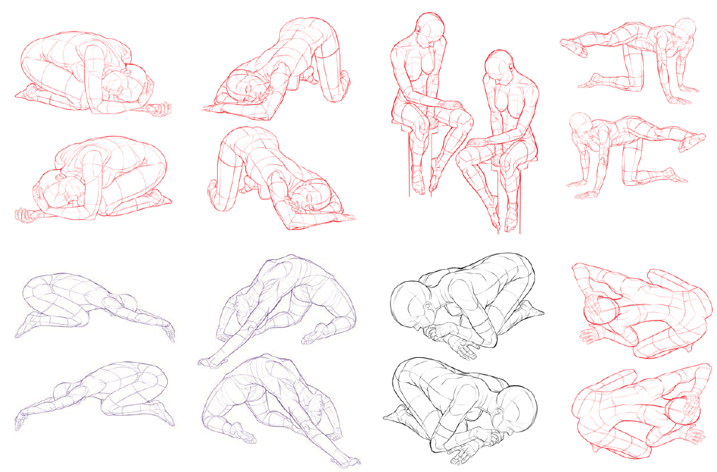 Pose Reference : Some of my new kneeling pose references in book 5....