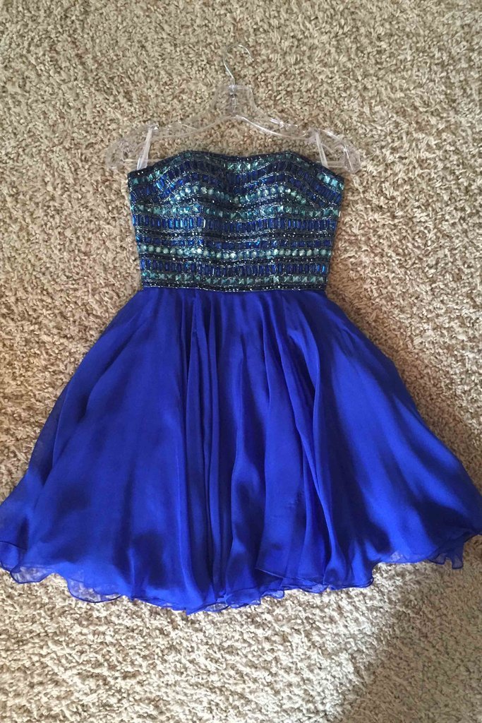 Cute Things — Cute royal blue chiffon short prom dress with...