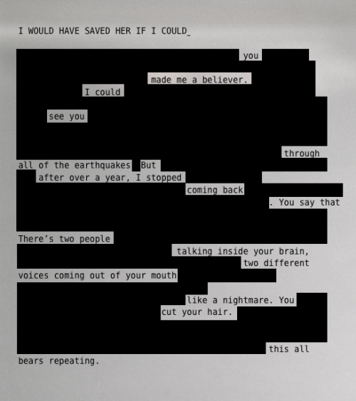 brotticelli:blackout poetry made from hospice, by the antlers |...