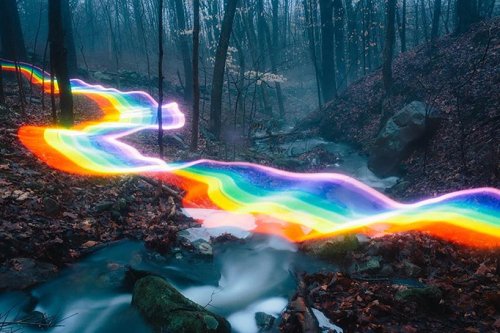 sixpenceee:Daniel Mercadante’s rainbow road. Made with long...