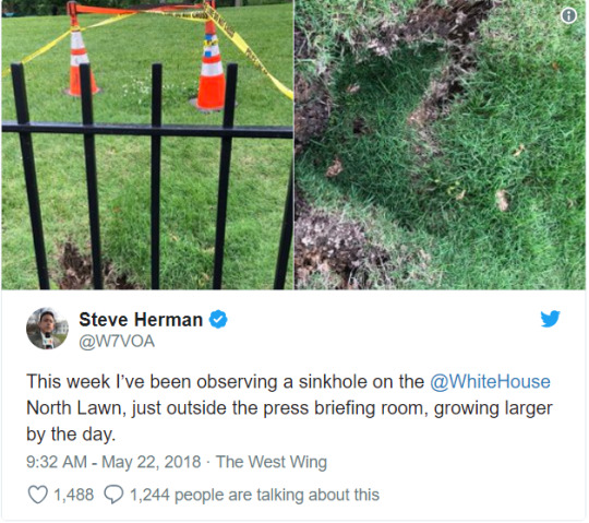 An Actual Sinkhole Has Opened On The White House Lawn. It’s Growing ...