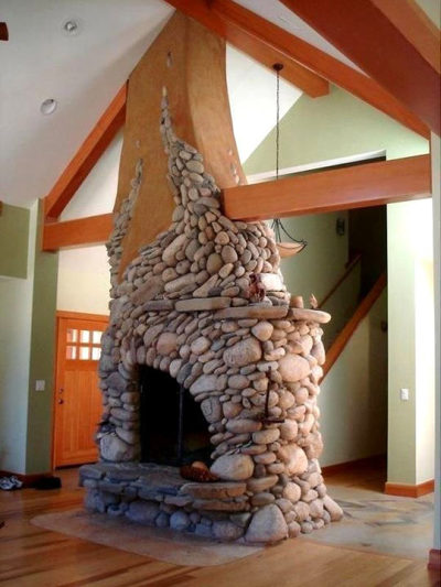 River Rock Fireplace Tumblr