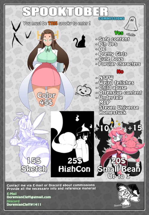 doremian:Spooktober Commissions are Open!Only condition - it...