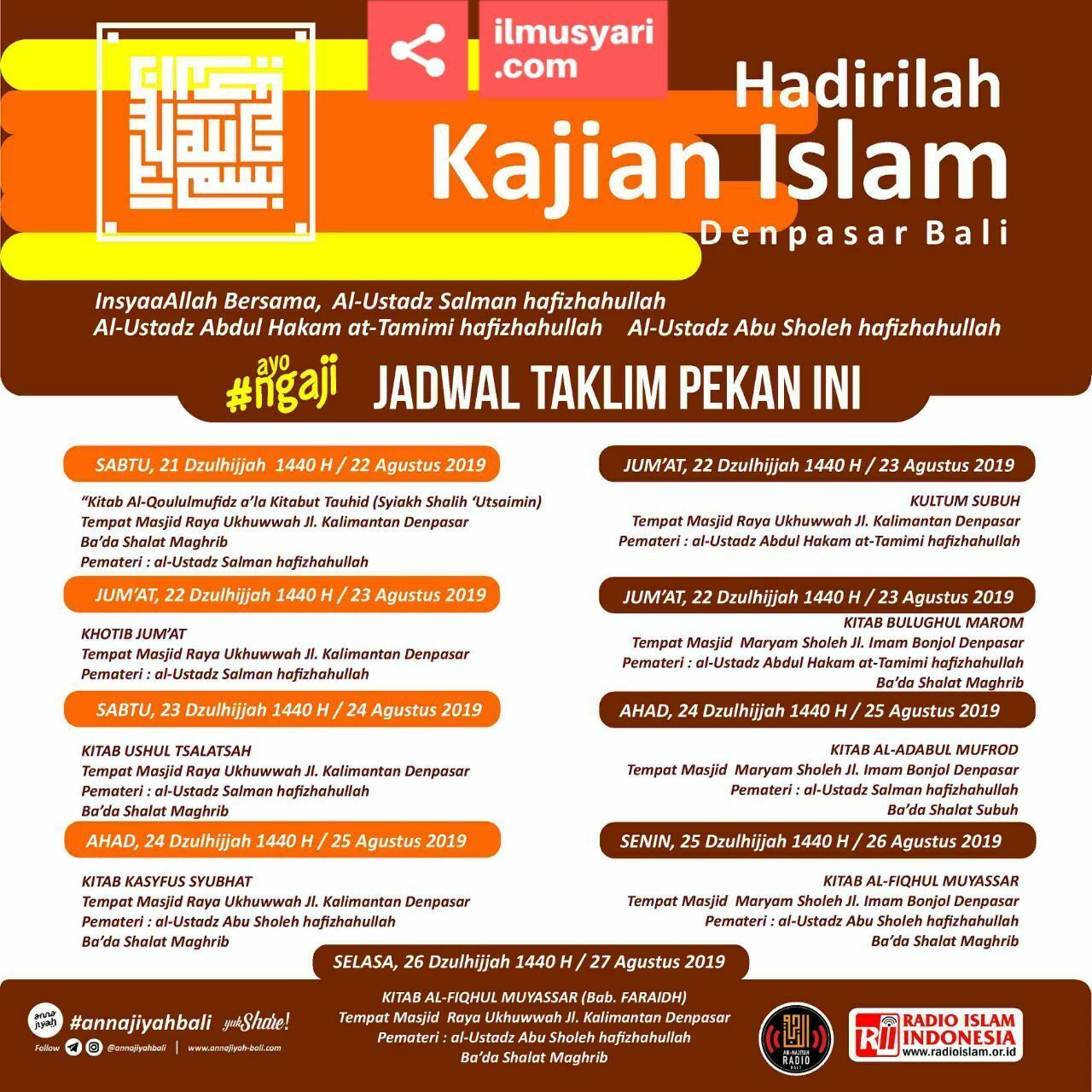 Denpasar, 22-27, Agt 2019' Denpasar, 22-27, Agt 2019'