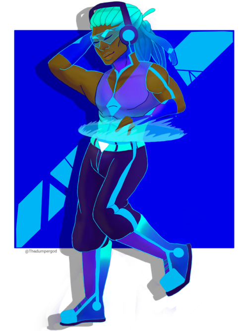dj funky master of the beats lucio ? magic neon technology out of this world blue boy glow dreadlocks cool boi artists on tumblr art handsome boy fit