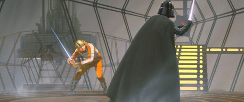 talesfromweirdland:Luke confronts Darth Vader. Ralph McQuarrie...