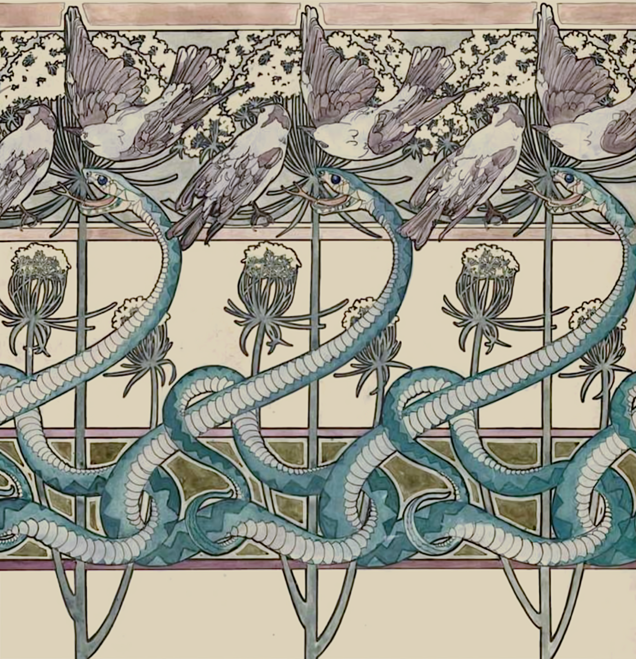 clawmarks:
â€œProjet de frise pour papier peint - Rose Fuchs - c.1901 - via MusÃ©e des Arts DÃ©coratifs
â€