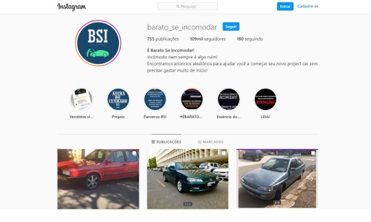Barato Se Incomodar, perfil no Instagram