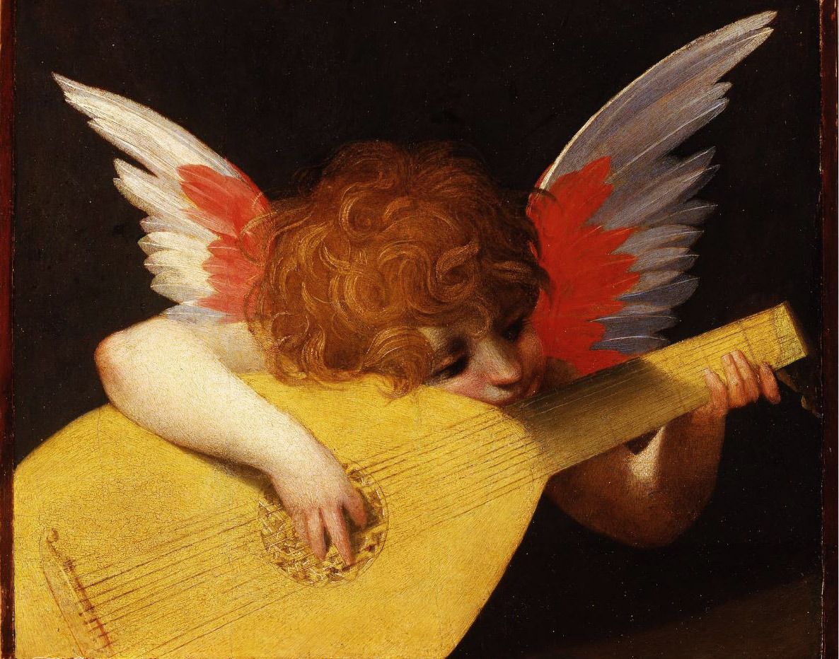 Resultado de imagen para angel tocando instrumento pintura