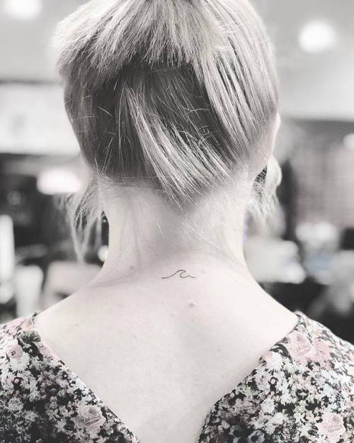 By MJ, done at West 4 Tattoo, Manhattan. http://ttoo.co/p/85768 mj;small;micro;line art;tiny;back of neck;wave;ifttt;little;nature;upper back;minimalist;ocean;fine line