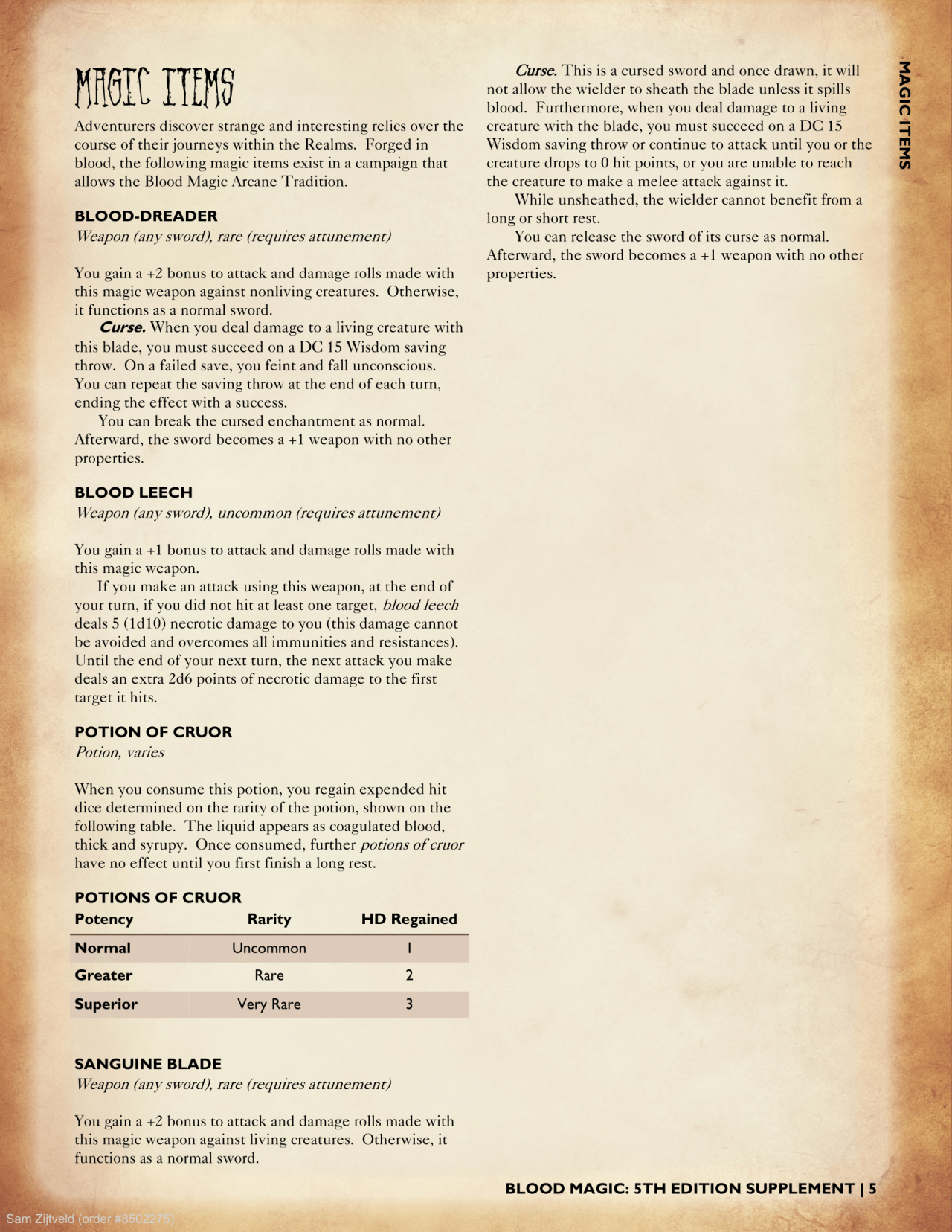 DnD 5e Homebrew — Blood magic by Joshua Raynack