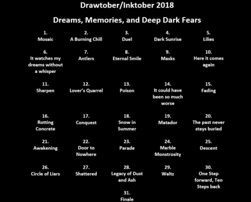 Made a Drawtober prompt list, focusing on dreams that I’ve had!...