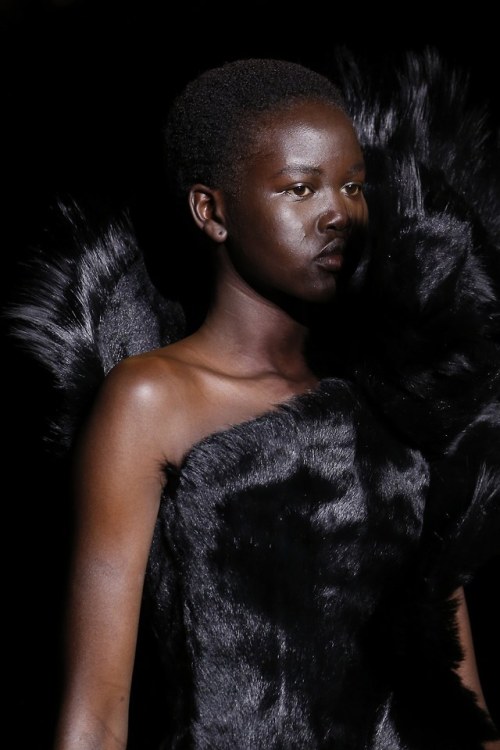 midnight-charm:Adut Akech at Saint Laurent Fall / Winter 2018