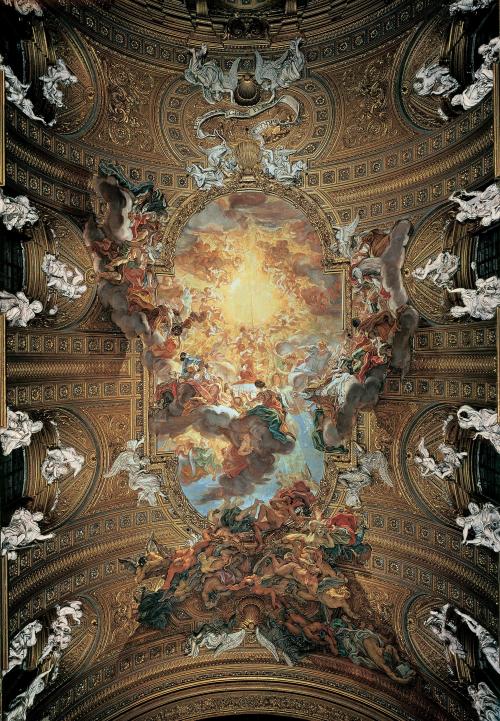 art2202:
“Giovanni Battista Gaulli, Triumph of the Name of Jesus, ceiling fresco with stucco figures on the nave vault of Il Gesù, Rome, Italy, 1676–79.
”