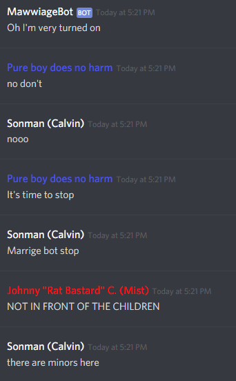 Jahmocha Hey Guys Don T Keep Marriage Bot On Your Servers
