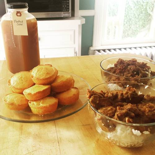 Porkless Red beans and rice and cornbread muffins. Good as...