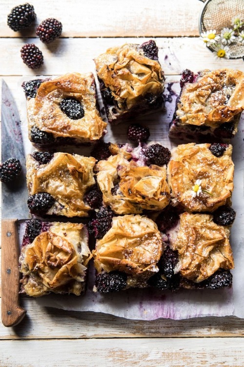 sweetoothgirl:blackberry ruffled milk pie