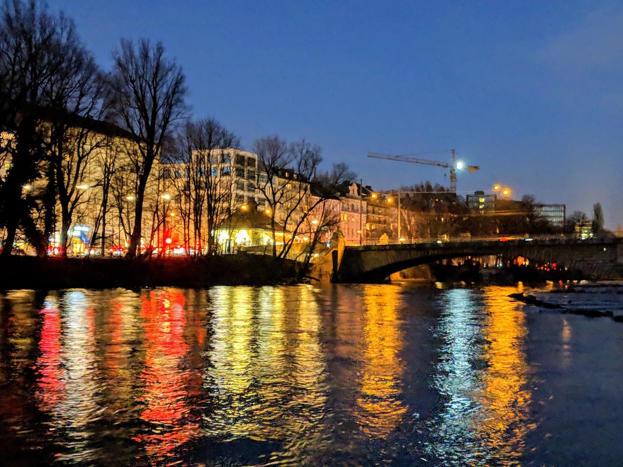 françois bry — Unedited night photograph: River Isar and...