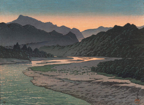 trulyvincent:Evening at Minano in Chichibu1946 by Hasui Kawase