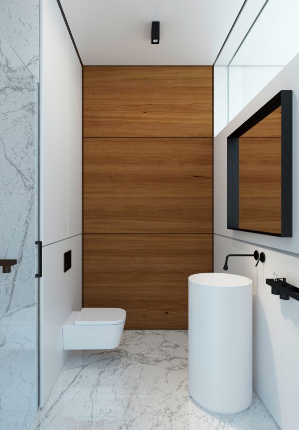 Home Designing — (via Wood Panel Bathroom)