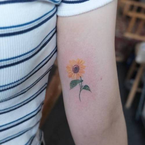 Tattoo ged With Flower Small Sunflower Inner Arm Tiny Ifttt Little Nature Muha Illustrative Inked App Com