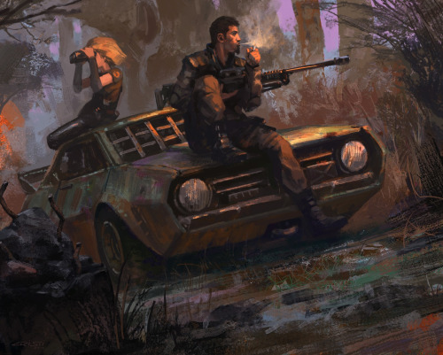 post apocalyptic Smoke break Scifi Fantasy