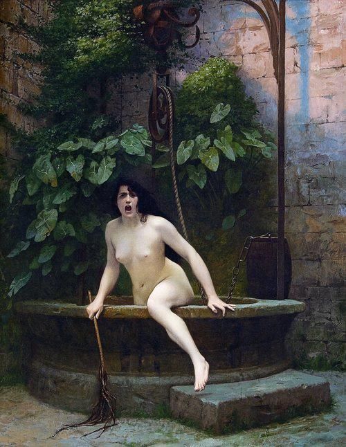 bookofchanges:Jean-Leon Gerome - Truth Coming Out of Her Well to...