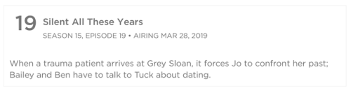 SHORT SYNOPSIS | Grey’s Anatomy 15x19- “Silent All These Years”