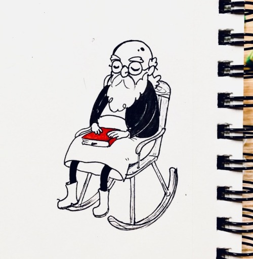 InktoberOld man in old lady clothes.