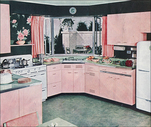 kitchen pink 1940s kitchens ladies journal 1941 retro 1940 1949 40s american flickr bathroom rooms cabinets mid century designs war