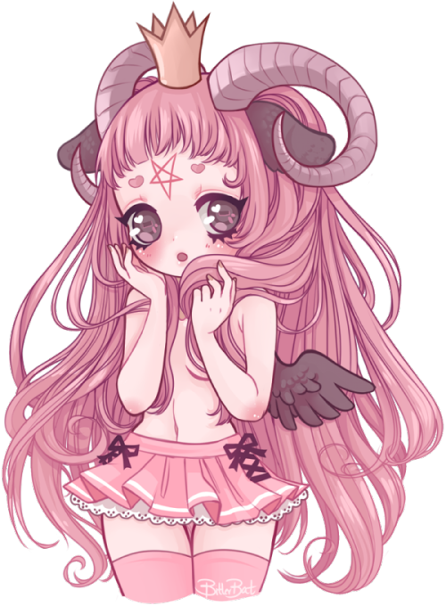 Anime Devil Girl With Pink Hair