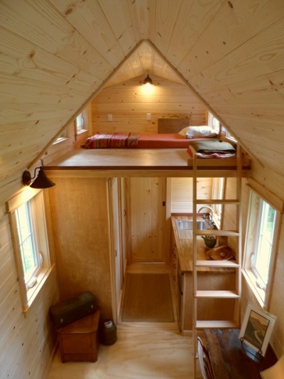 darlingamericancurl:<br /><br />For those in the Pacific North West, this is for you.  The Oregon Cottage Company has designed a jewel.  This 8’ 6” x 20’ is in my top 5 of the tiny house design.  This home has a full size bathtub, a closet for the washer/dryer (the only hidden washer space that I have come across), and a loft that comfortable sleeps four, or sleeps two with space for clothes storage.  This home can be built by the company for a mere $38,000 (the average home price in Oregon is $321,797) or the plans are available for free at the website.  <br />You can find out more information about the home here or you can download the basic plans here.  <br />