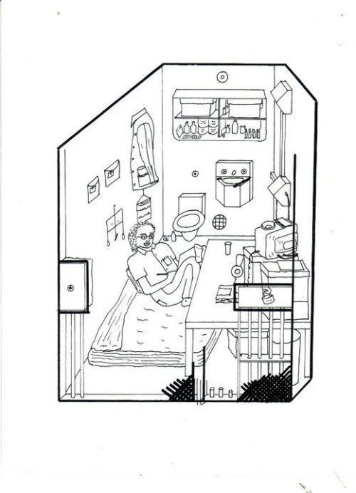 truecrimehothouse:
“ A drawing by Lawrence Bittaker of himself sitting in his cell at San Quentin State Prison. Lawrence Sigmund Bittaker and Roy Norris were a duo known as The Tool Box Killers who kidnapped, tortured, and raped 5 victims.
Bittaker...