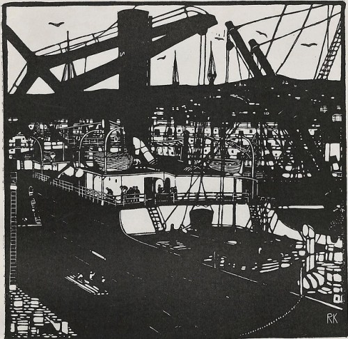 vertigo1871:Rudolf Kalvach, In Trieste harbour, 1907-08 c. Wood...