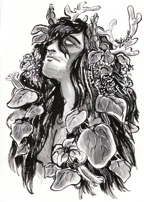 yaycreamymancakes:inktober 4/31: hornscronch man aka harvest...