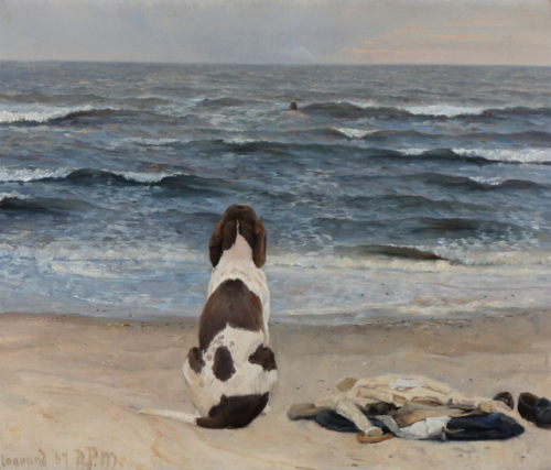 catonhottinroof:
“ Niels Pedersen Mols (1859 - 1921)
A dog on the beach, 1887
”