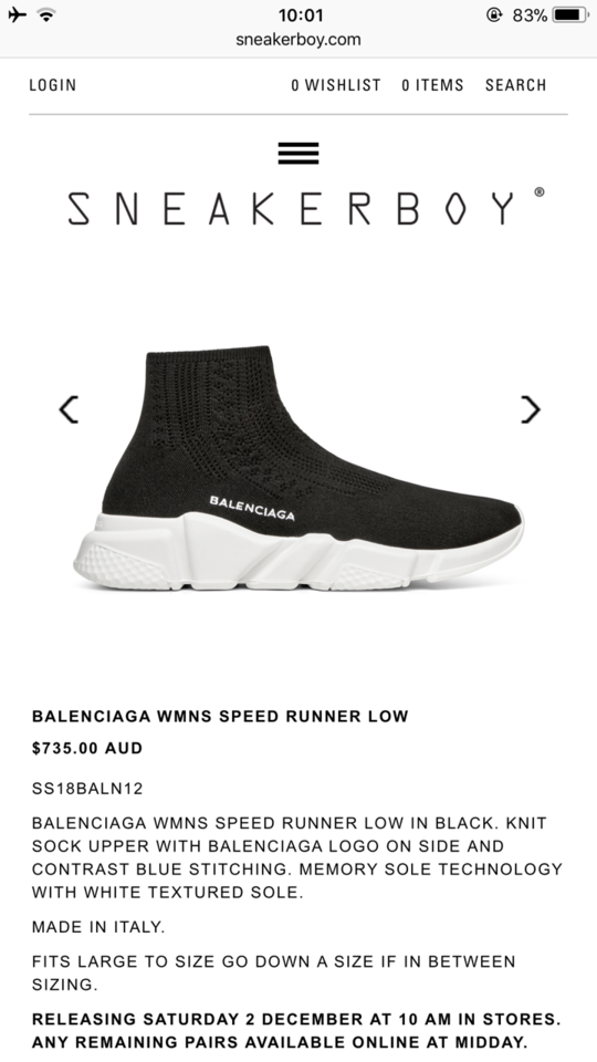 balenciaga speed trainer size fit