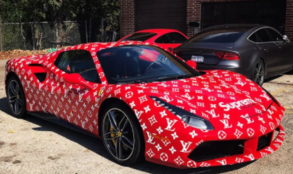 Car Pics — Supreme x Louis Vuitton Wrapped Ferrari 488 Spyder