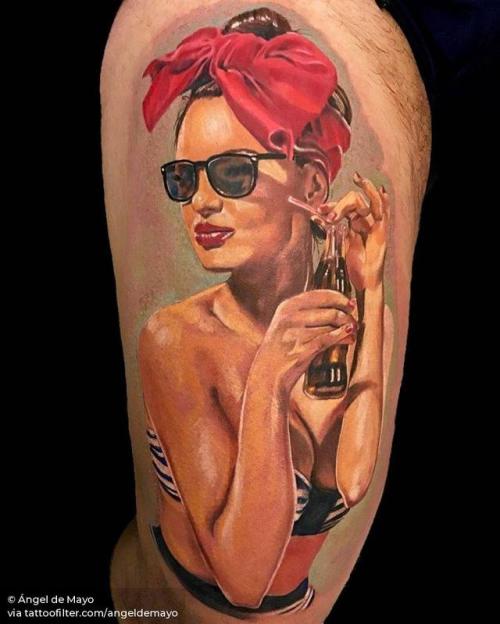 By Ángel de Mayo, done at Gruta Tattoo, Cambados.... angeldemayo;erotic;big;women;love;thigh;facebook;realistic;twitter;pin up;other