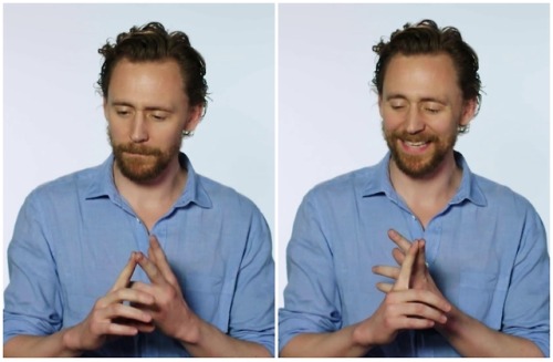 lolawashere:Tom Hiddleston, blue shirt, ginger beard,...