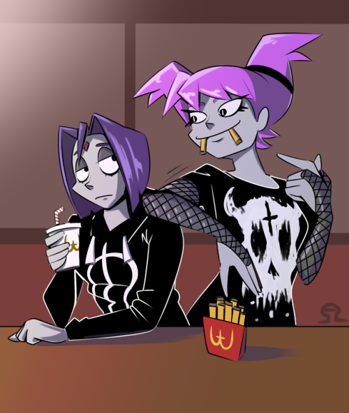 alvh-omega:Raven and Jinx, saturday night doodle.Concept: Jinx...