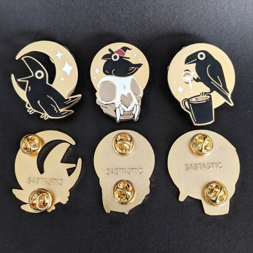 enamel pins raven crow illustration witchy etsy