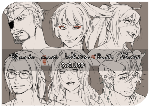 mcpippins:⭐ COMMISSIONS: OPEN ⭐black and white bust shots: 500...