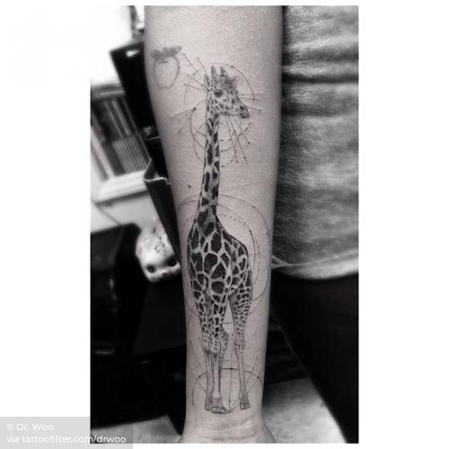 By Dr. Woo, done in West Hollywood. http://ttoo.co/p/34997 animal;big;drwoo;facebook;giraffe;inner forearm;other;single needle;on dark skin;twitter