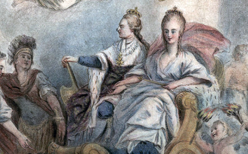 “I know I will never forget, even if I live to be one hundred, the day of the coronation.
”
–Marie Antoinette to Maria Theresa, 22 June 1775 [translation: Olivier Bernier, Secrets of Marie Antoinette; image: allegory of Louis XVI and Marie Antoinette...