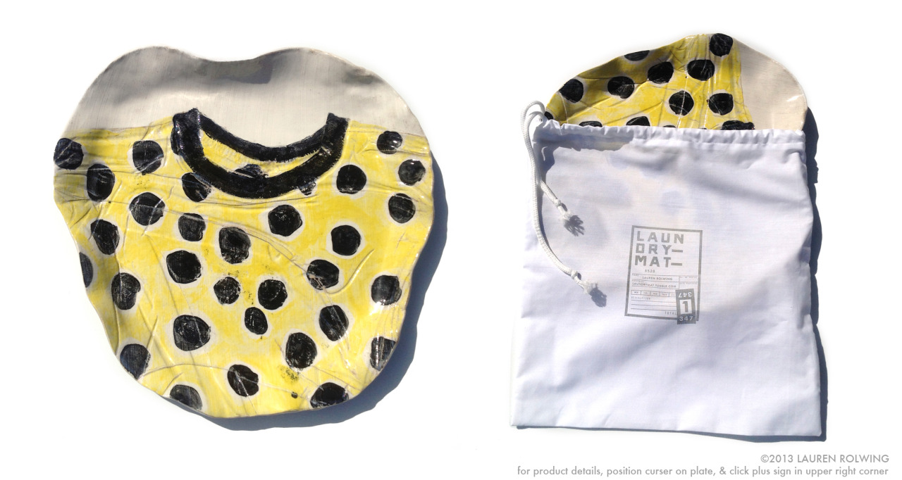 laundrymat - yellow t-shirt with black polka dots $175 USD T...