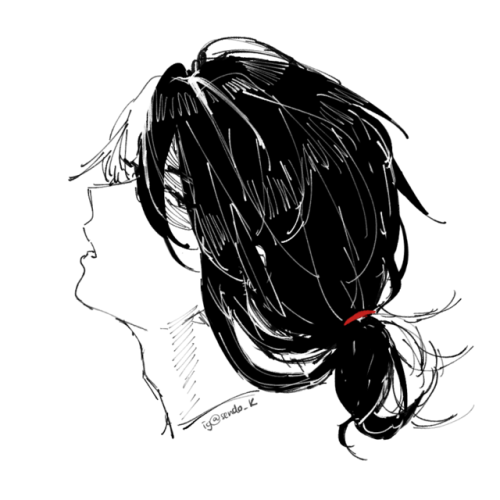 sendo-k:what if he grew out his hair and tied it in a very...