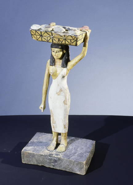 grandegyptianmuseum:Model of an offering bearer wearing knee...