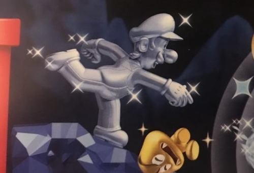 suppermariobroth:Top: the only official artwork of Silver Luigi...